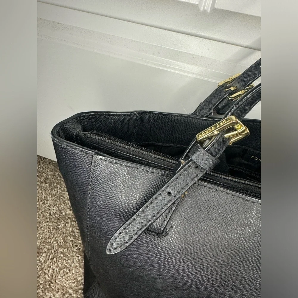Tory Burch Black Saffiano Leather Tote